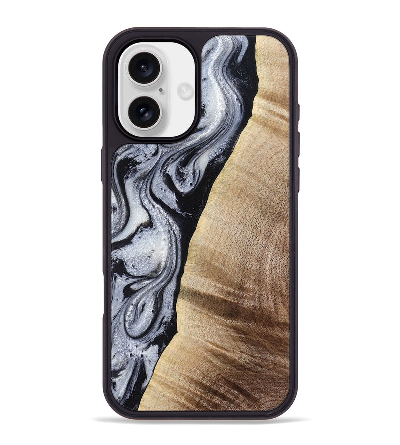 iPhone 16 Plus Wood Phone Case - Kate (Black & White, 777574)
