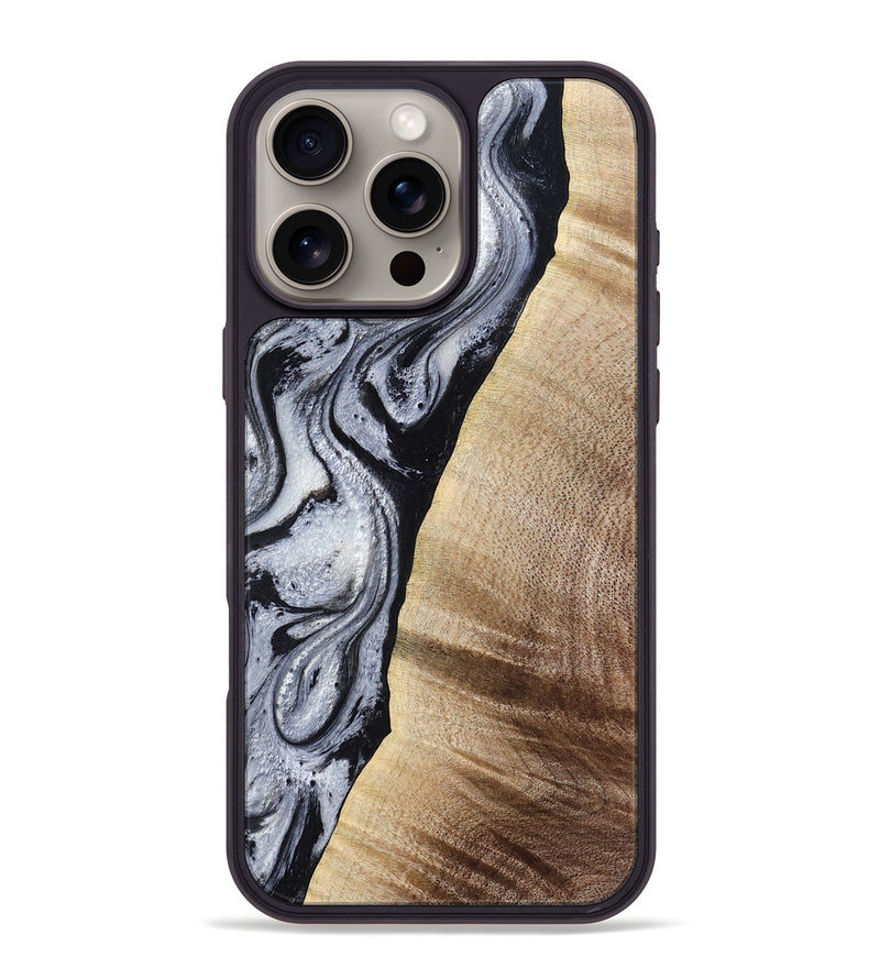 iPhone 16 Pro Max Wood Phone Case - Kate (Black & White, 777574)