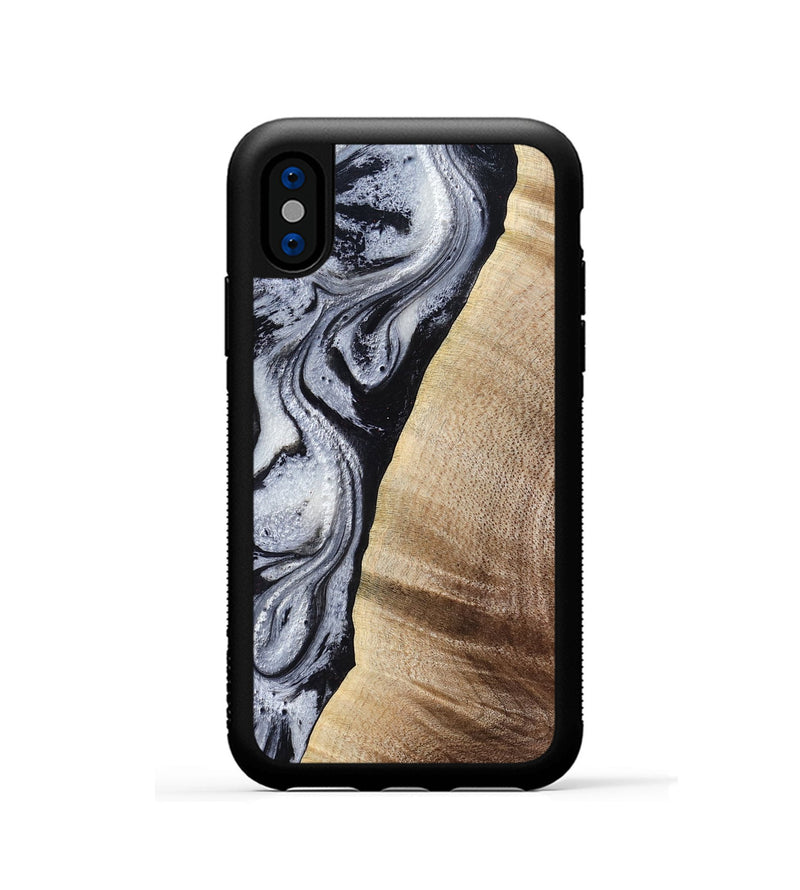iPhone Xs Wood Phone Case - Kate (Black & White, 777574)
