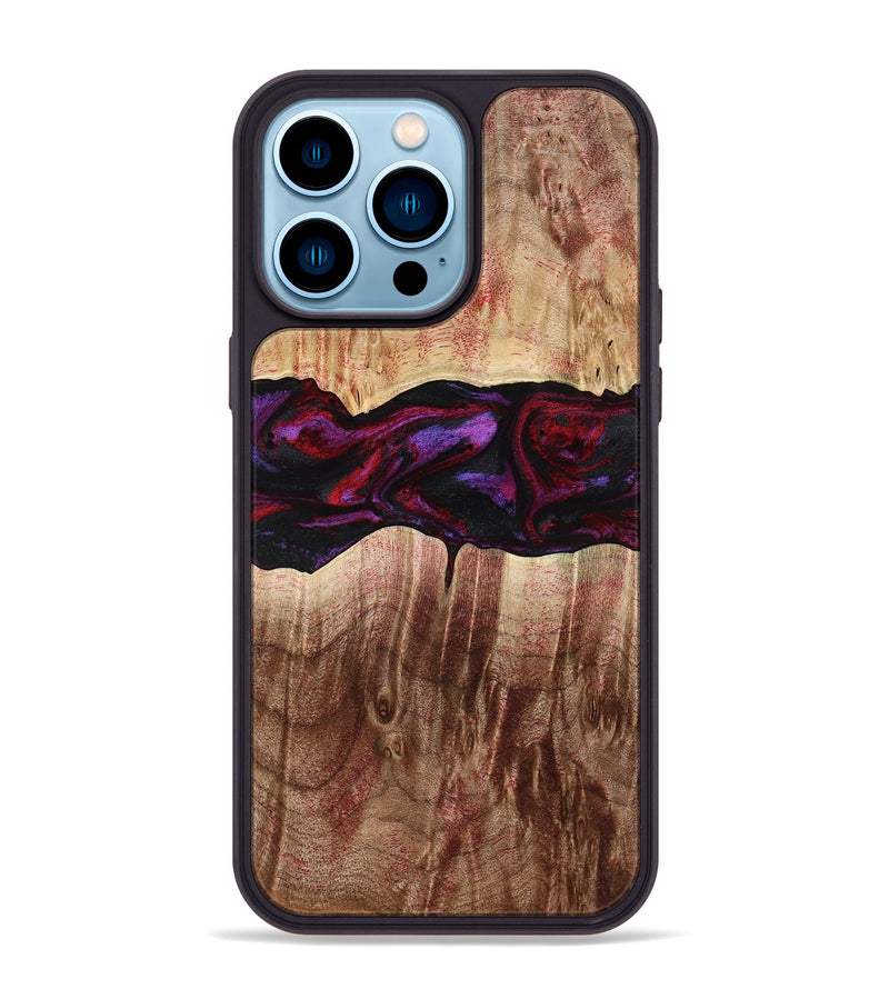 iPhone 14 Pro Max Wood Phone Case - Lemuel (Red, 777578)