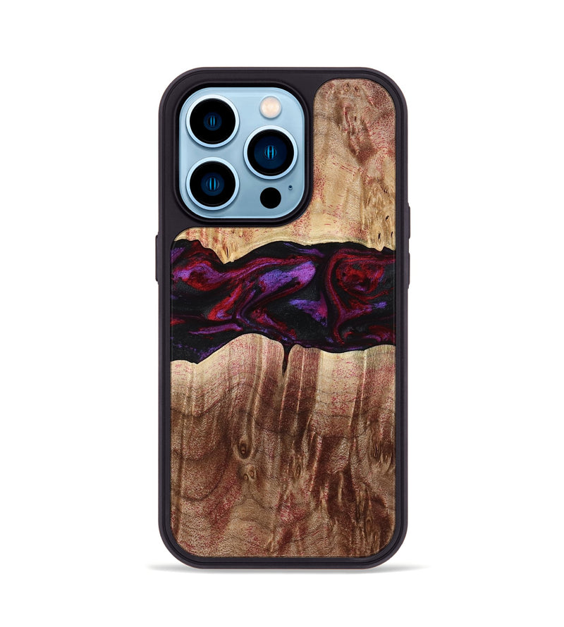 iPhone 14 Pro Wood Phone Case - Lemuel (Red, 777578)