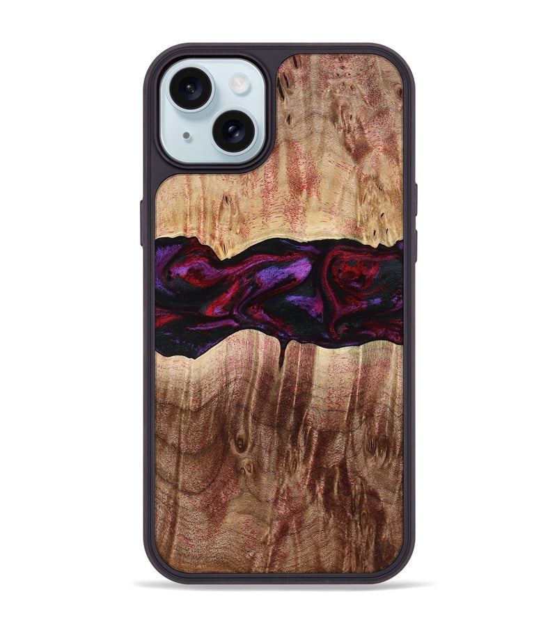 iPhone 15 Plus Wood Phone Case - Lemuel (Red, 777578)