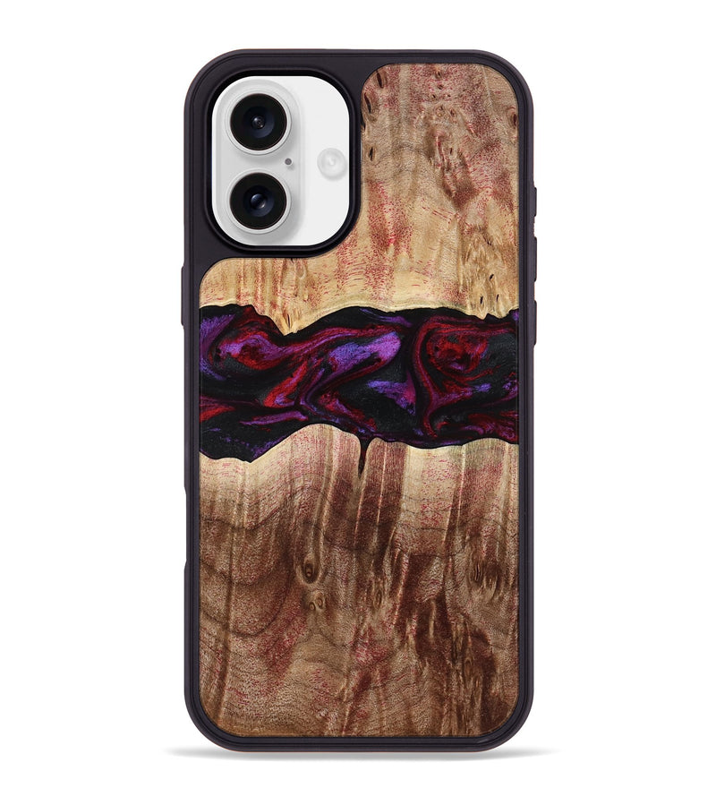 iPhone 16 Plus Wood Phone Case - Lemuel (Red, 777578)