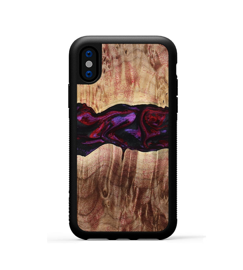 iPhone Xs Wood Phone Case - Lemuel (Red, 777578)