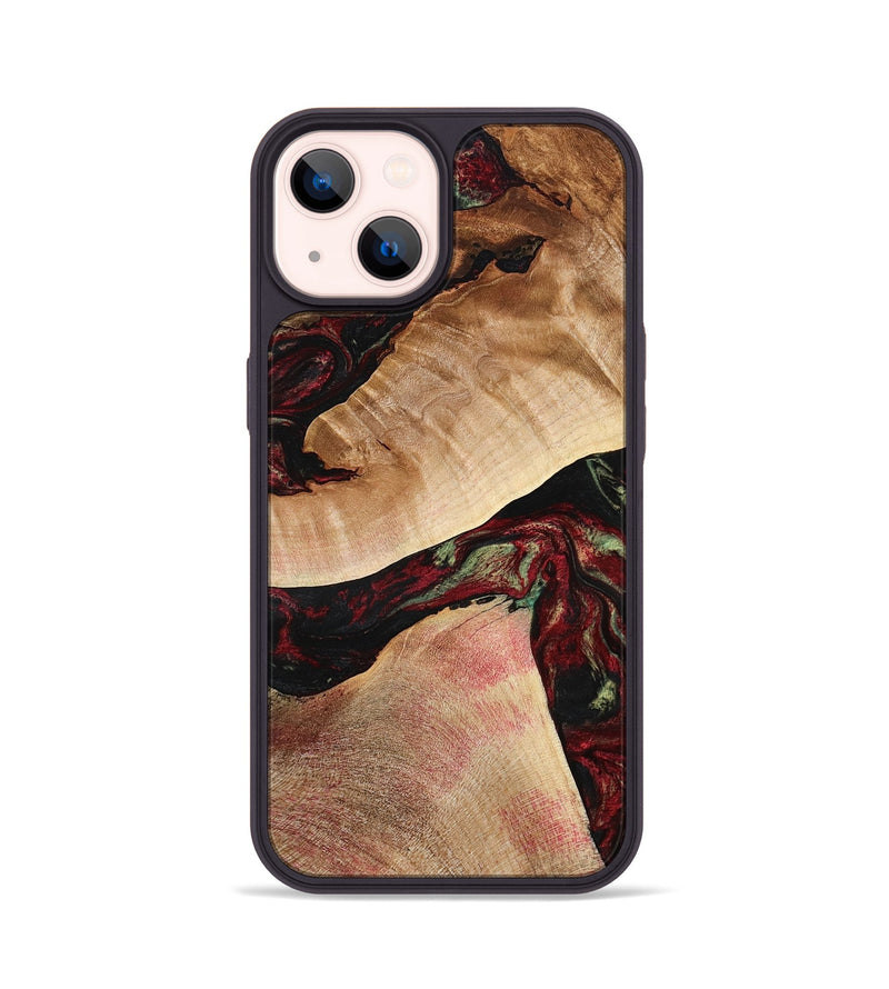 iPhone 14 Wood Phone Case - Solomon (Red, 777780)