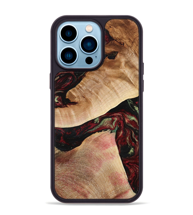 iPhone 14 Pro Max Wood Phone Case - Solomon (Red, 777780)