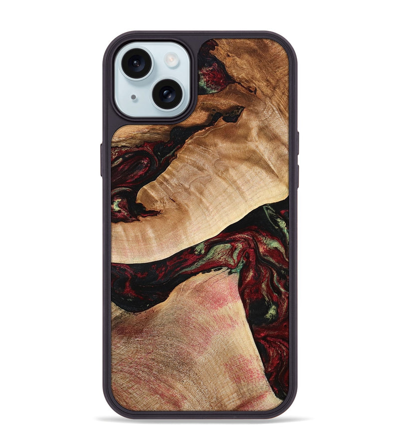 iPhone 15 Plus Wood Phone Case - Solomon (Red, 777780)