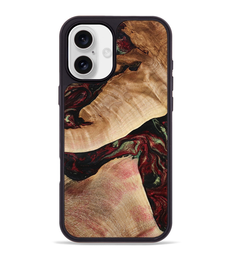 iPhone 16 Plus Wood Phone Case - Solomon (Red, 777780)