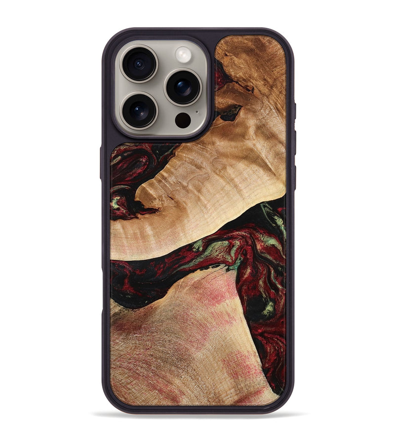 iPhone 16 Pro Max Wood Phone Case - Solomon (Red, 777780)