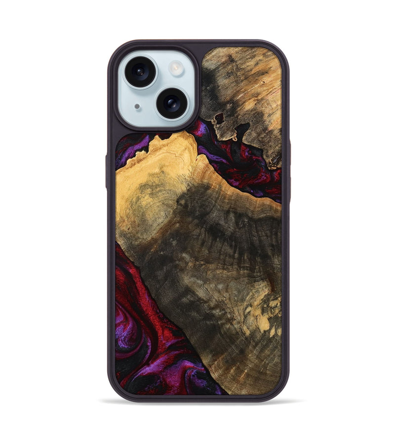 iPhone 15 Wood Phone Case - Forest (Red, 777804)