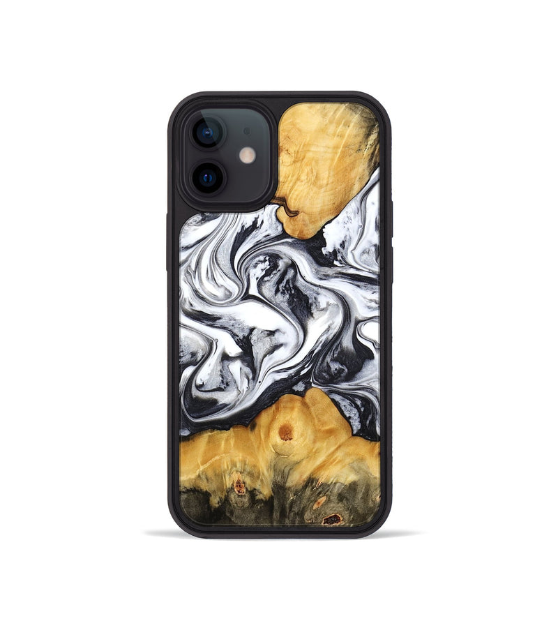 iPhone 12 mini Wood Phone Case - Deonte (Black & White, 777906)