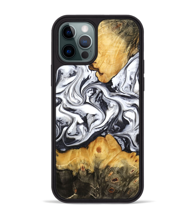 iPhone 12 Pro Max Wood Phone Case - Deonte (Black & White, 777906)