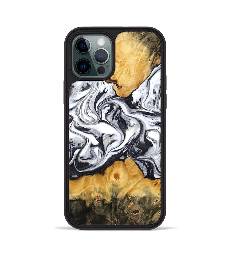 iPhone 12 Pro Wood Phone Case - Deonte (Black & White, 777906)