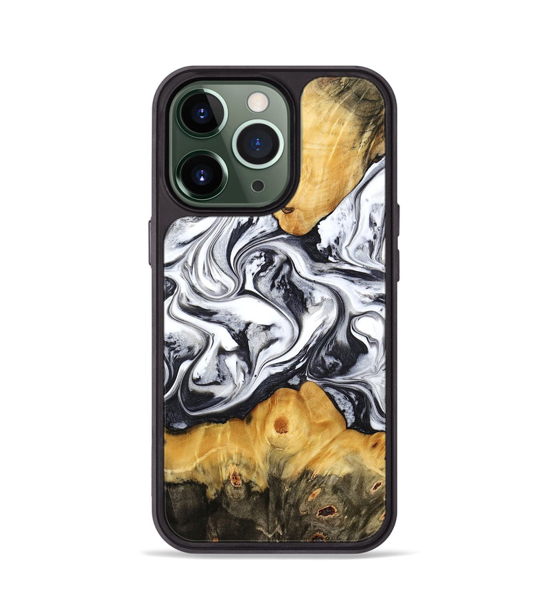 iPhone 13 Pro Wood Phone Case - Deonte (Black & White, 777906)