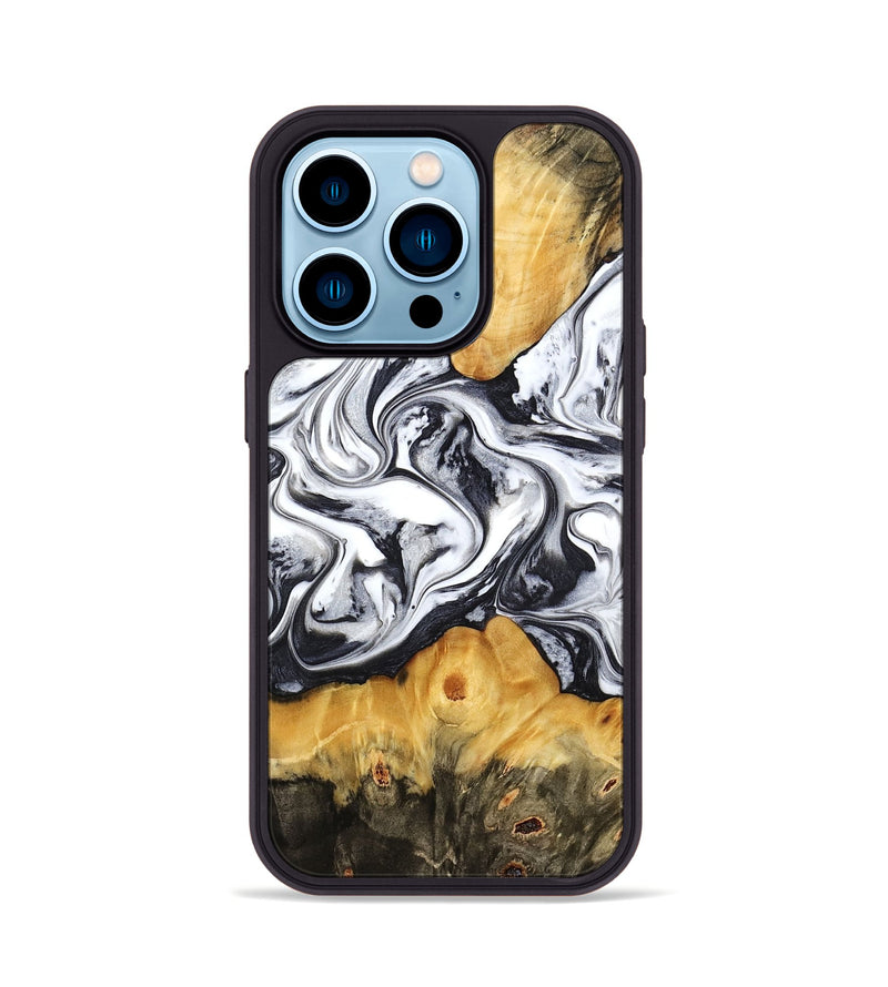 iPhone 14 Pro Wood Phone Case - Deonte (Black & White, 777906)