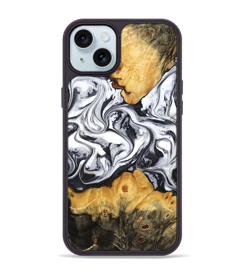 iPhone 15 Plus Wood Phone Case - Deonte (Black & White, 777906)