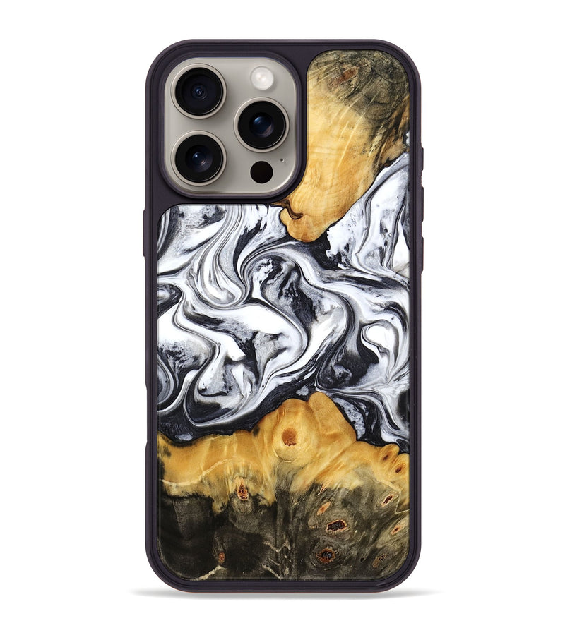 iPhone 16 Pro Max Wood Phone Case - Deonte (Black & White, 777906)