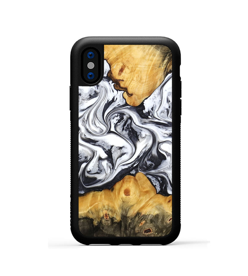 iPhone Xs Wood Phone Case - Deonte (Black & White, 777906)