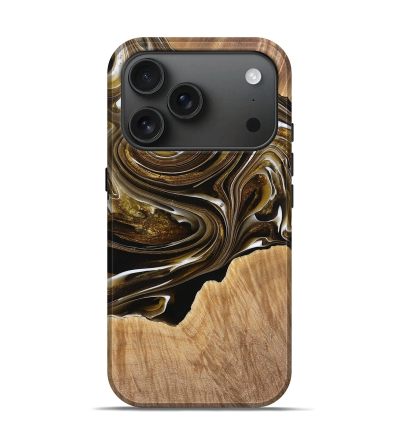 iPhone 17 Pro Wood Live Edge Phone Case - Essence (Black & White, 777966)