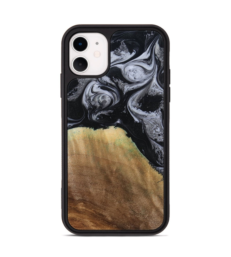iPhone 11 Wood Phone Case - Merritt (Black & White, 777996)