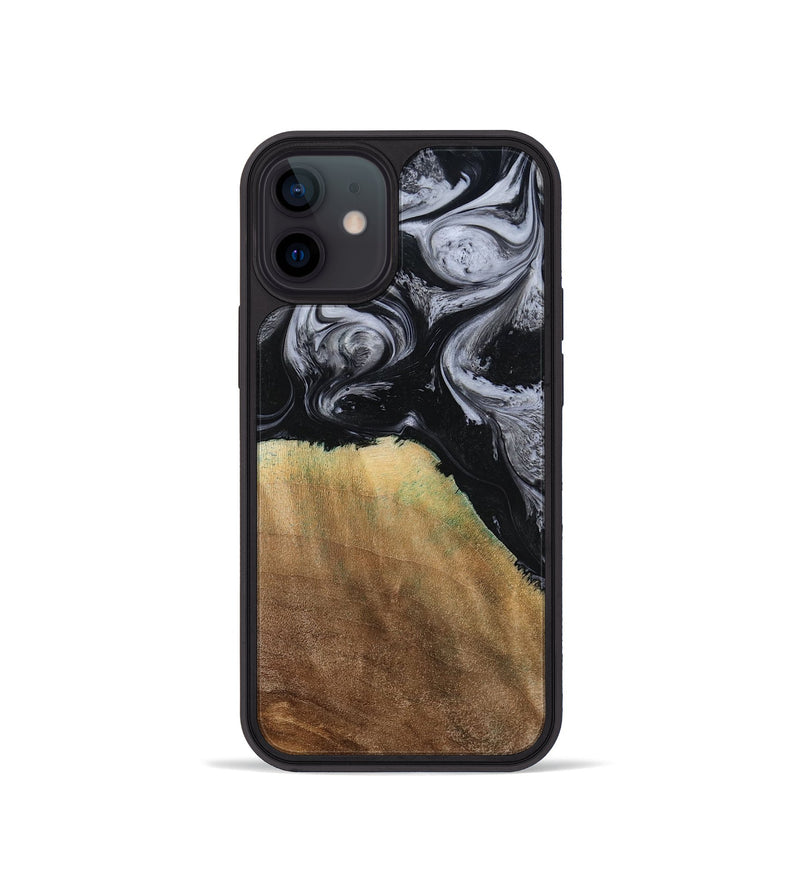 iPhone 12 mini Wood Phone Case - Merritt (Black & White, 777996)