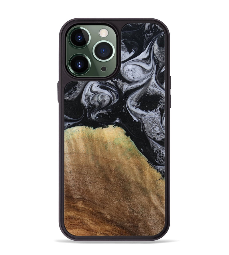 iPhone 13 Pro Max Wood Phone Case - Merritt (Black & White, 777996)