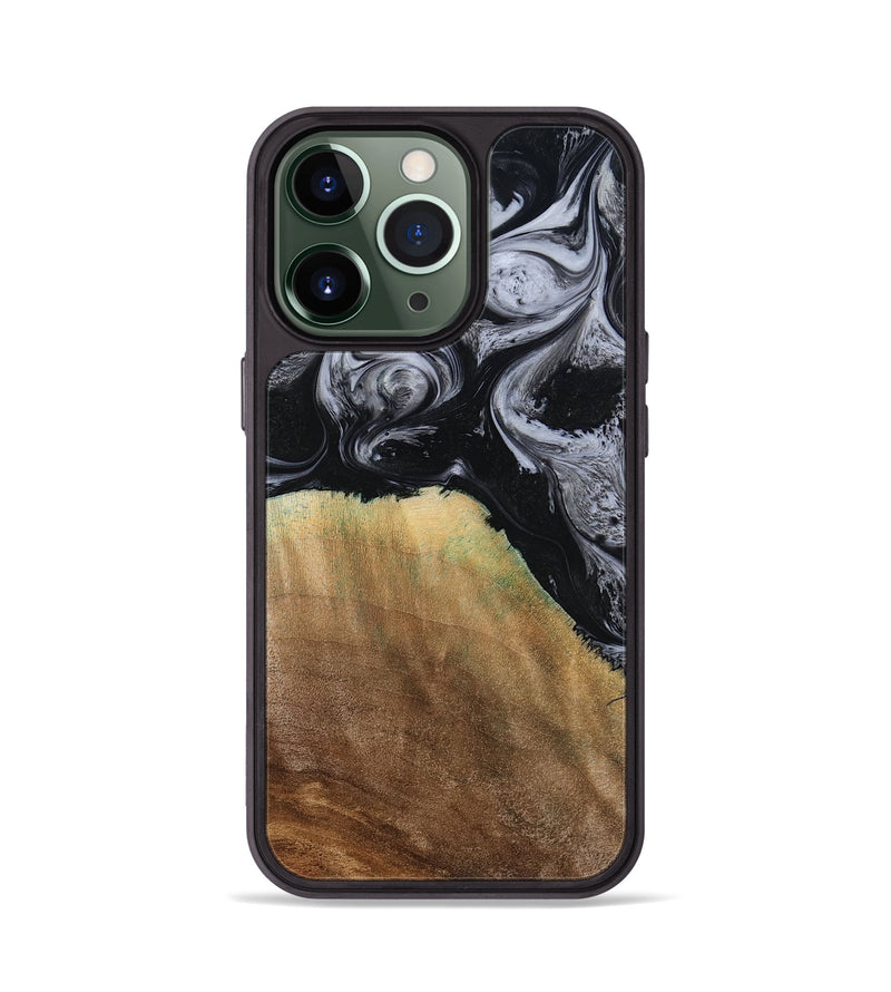 iPhone 13 Pro Wood Phone Case - Merritt (Black & White, 777996)