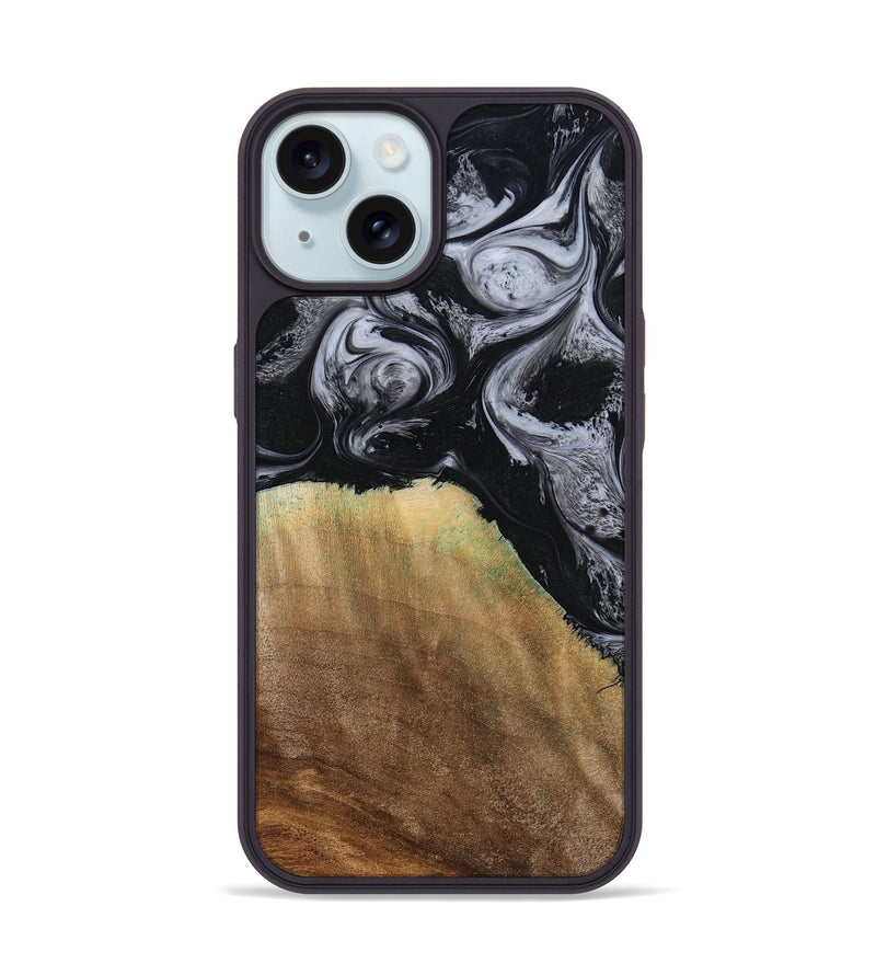iPhone 15 Wood Phone Case - Merritt (Black & White, 777996)