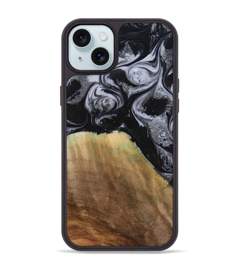 iPhone 15 Plus Wood Phone Case - Merritt (Black & White, 777996)