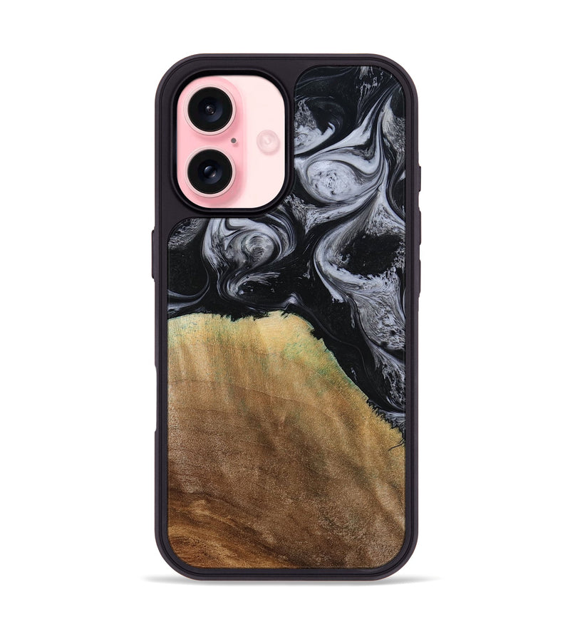 iPhone 16 Wood Phone Case - Merritt (Black & White, 777996)