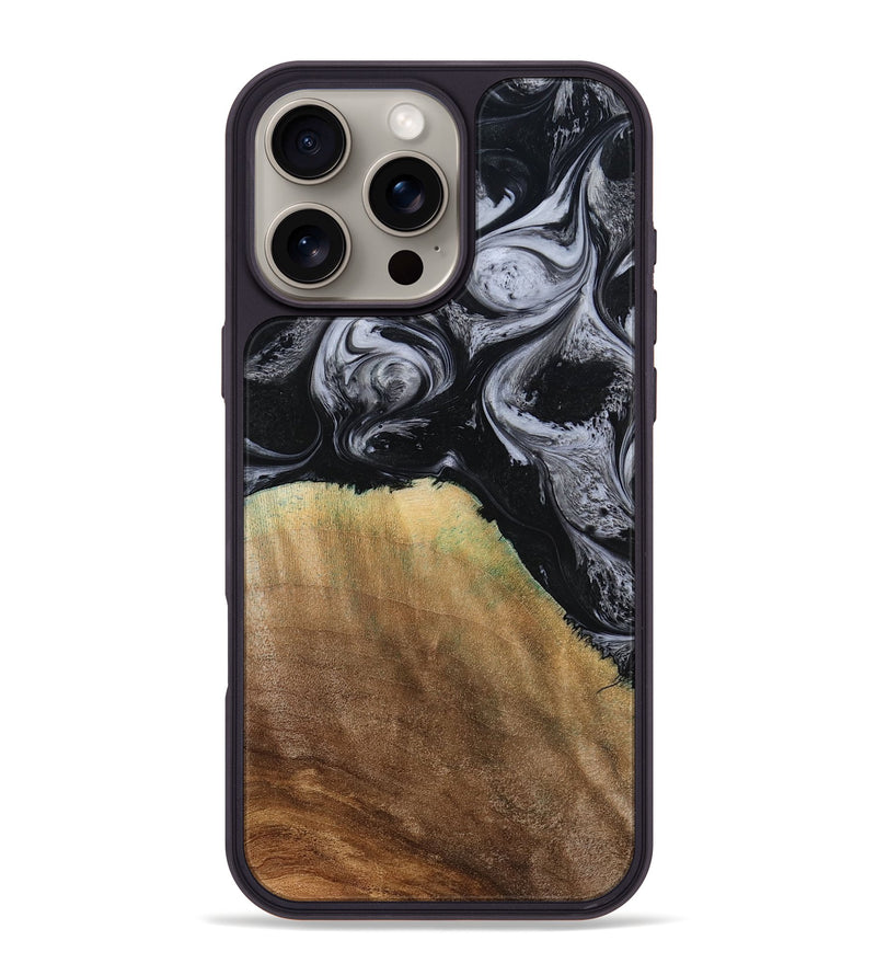 iPhone 16 Pro Max Wood Phone Case - Merritt (Black & White, 777996)