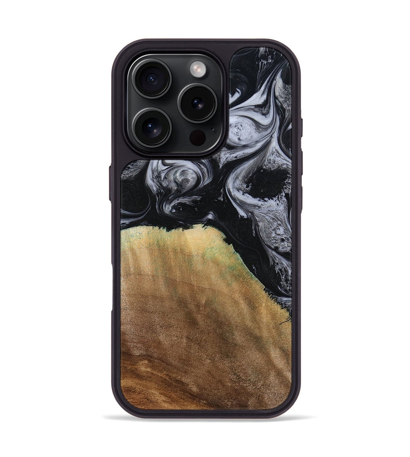 iPhone 16 Pro Wood Phone Case - Merritt (Black & White, 777996)