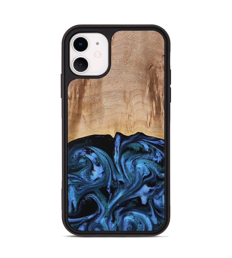iPhone 11 Wood Phone Case - Stacia (Blue, 778027)