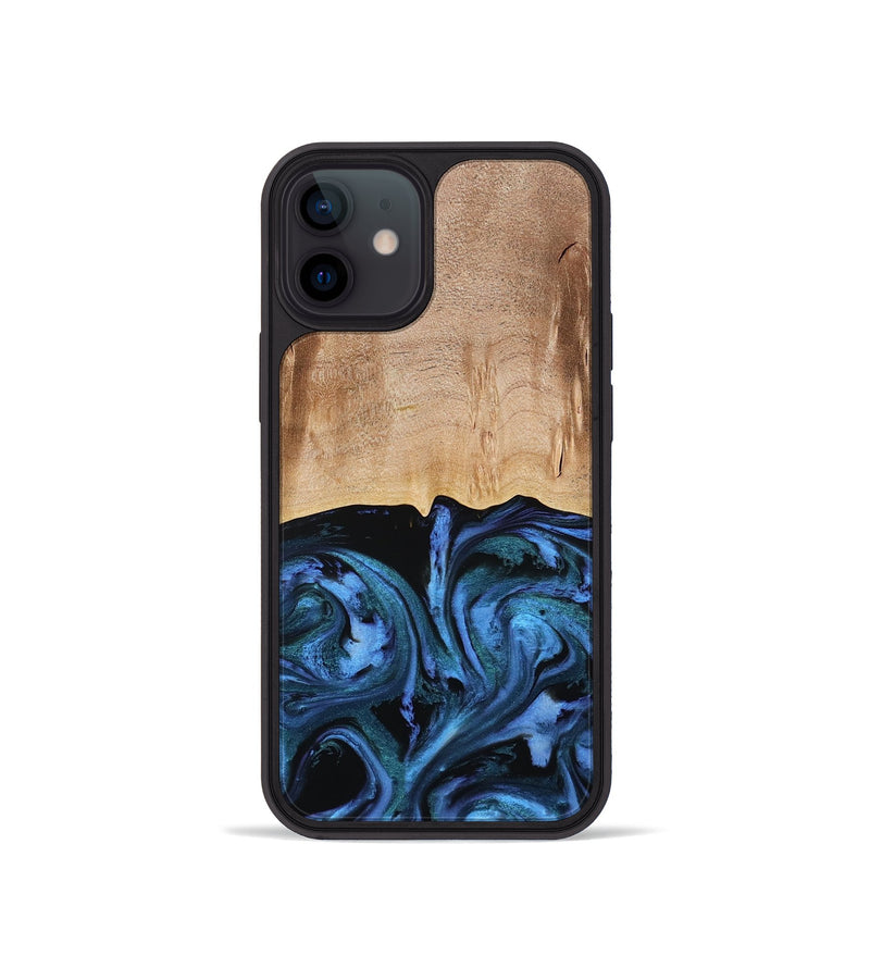 iPhone 12 mini Wood Phone Case - Stacia (Blue, 778027)