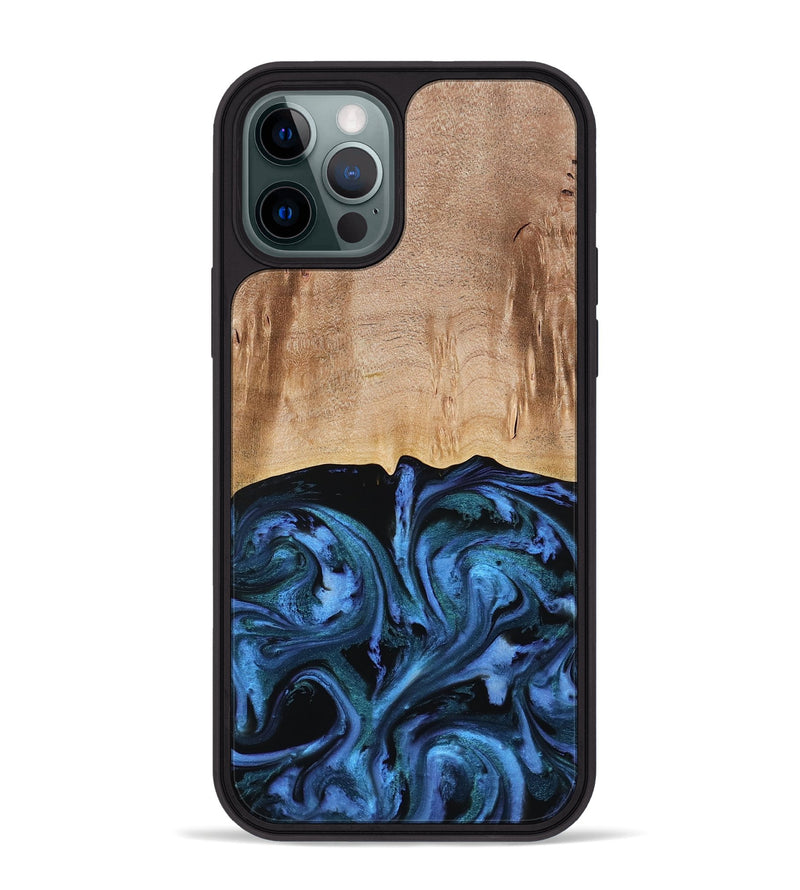 iPhone 12 Pro Max Wood Phone Case - Stacia (Blue, 778027)