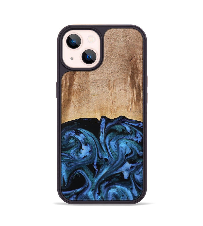 iPhone 14 Wood Phone Case - Stacia (Blue, 778027)