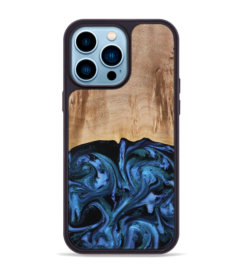 iPhone 14 Pro Max Wood Phone Case - Stacia (Blue, 778027)