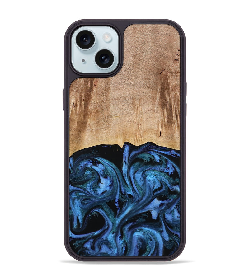 iPhone 15 Plus Wood Phone Case - Stacia (Blue, 778027)