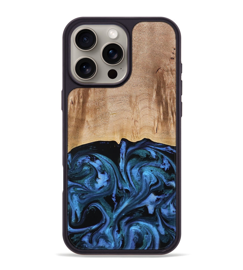 iPhone 16 Pro Max Wood Phone Case - Stacia (Blue, 778027)