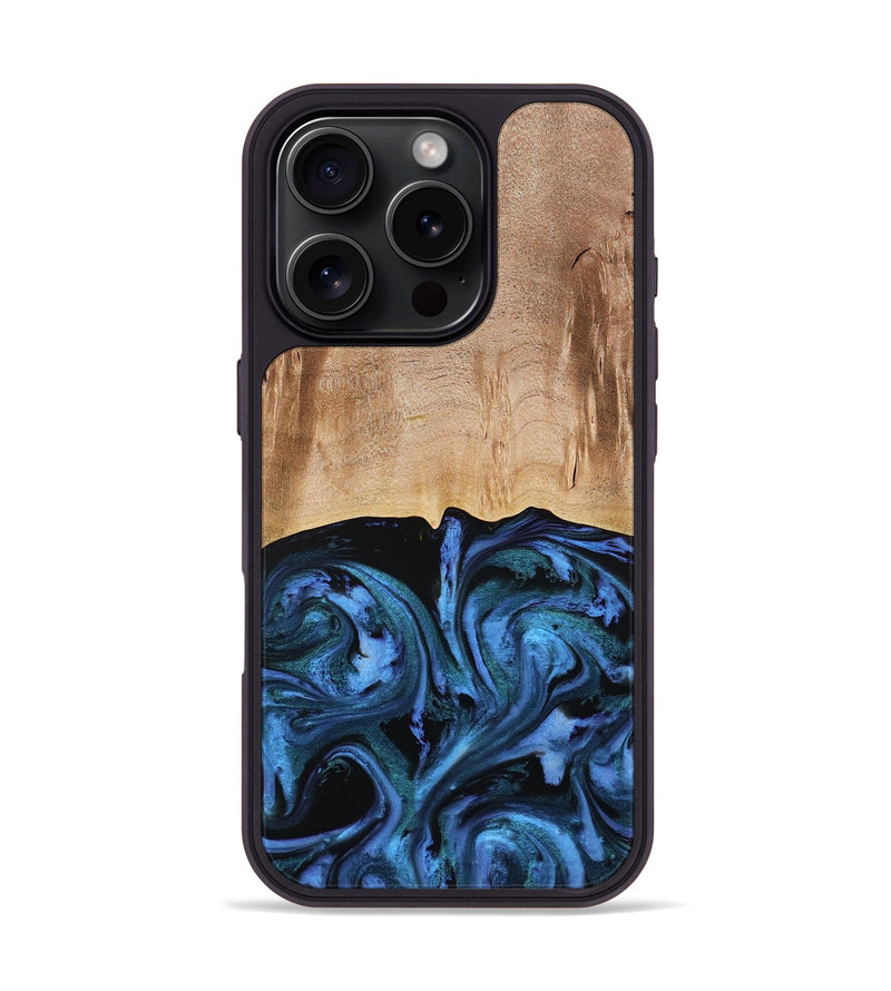 iPhone 16 Pro Wood Phone Case - Stacia (Blue, 778027)