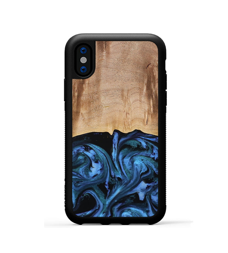 iPhone Xs Wood Phone Case - Stacia (Blue, 778027)