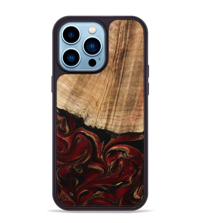iPhone 14 Pro Max Wood Phone Case - Lloyd (Red, 778285)