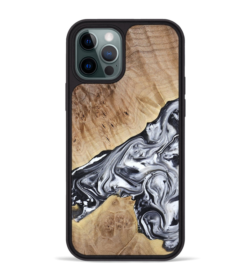 iPhone 12 Pro Max Wood Phone Case - Gary (Black & White, 778323)