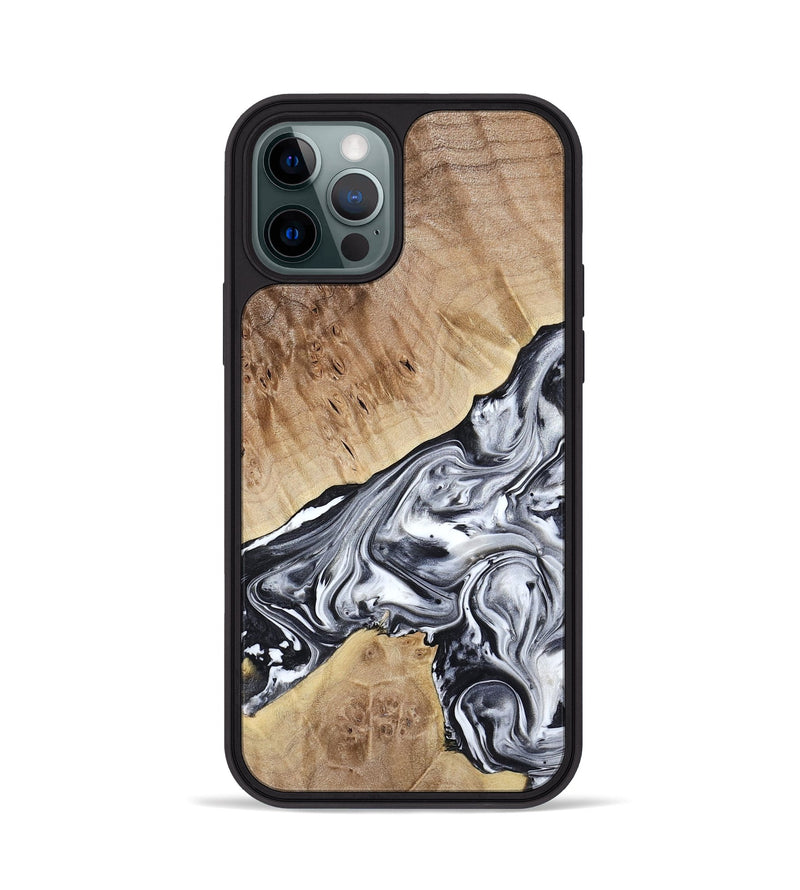 iPhone 12 Pro Wood Phone Case - Gary (Black & White, 778323)