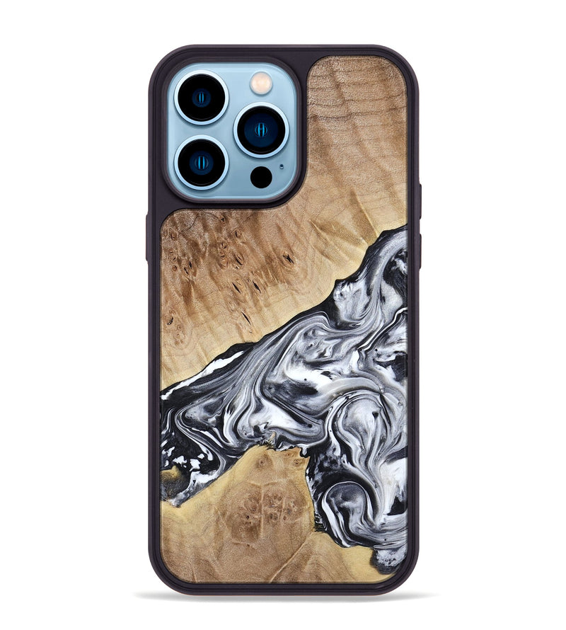 iPhone 14 Pro Max Wood Phone Case - Gary (Black & White, 778323)