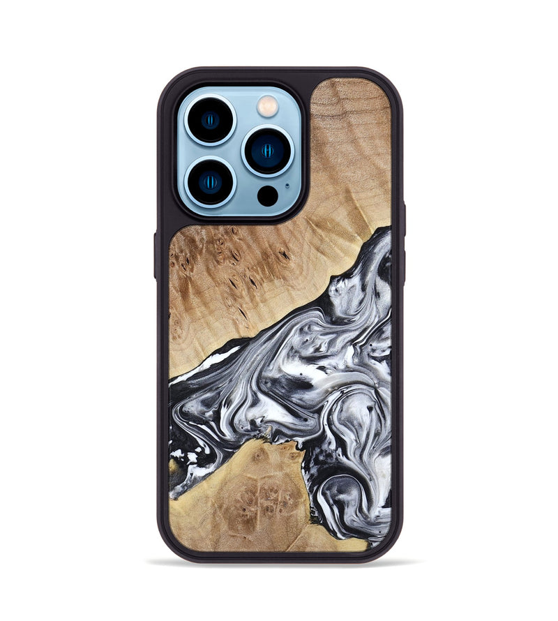 iPhone 14 Pro Wood Phone Case - Gary (Black & White, 778323)