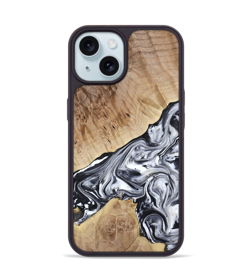 iPhone 15 Wood Phone Case - Gary (Black & White, 778323)