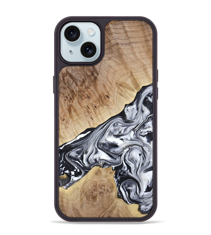iPhone 15 Plus Wood Phone Case - Gary (Black & White, 778323)