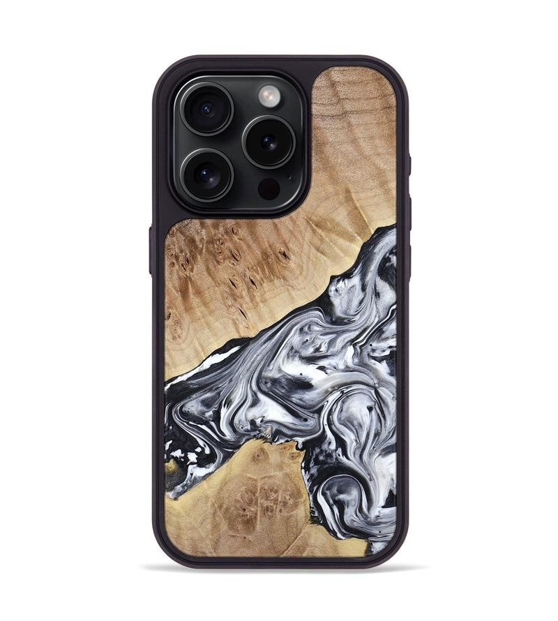 iPhone 15 Pro Wood Phone Case - Gary (Black & White, 778323)