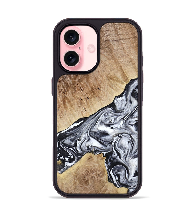 iPhone 16 Wood Phone Case - Gary (Black & White, 778323)